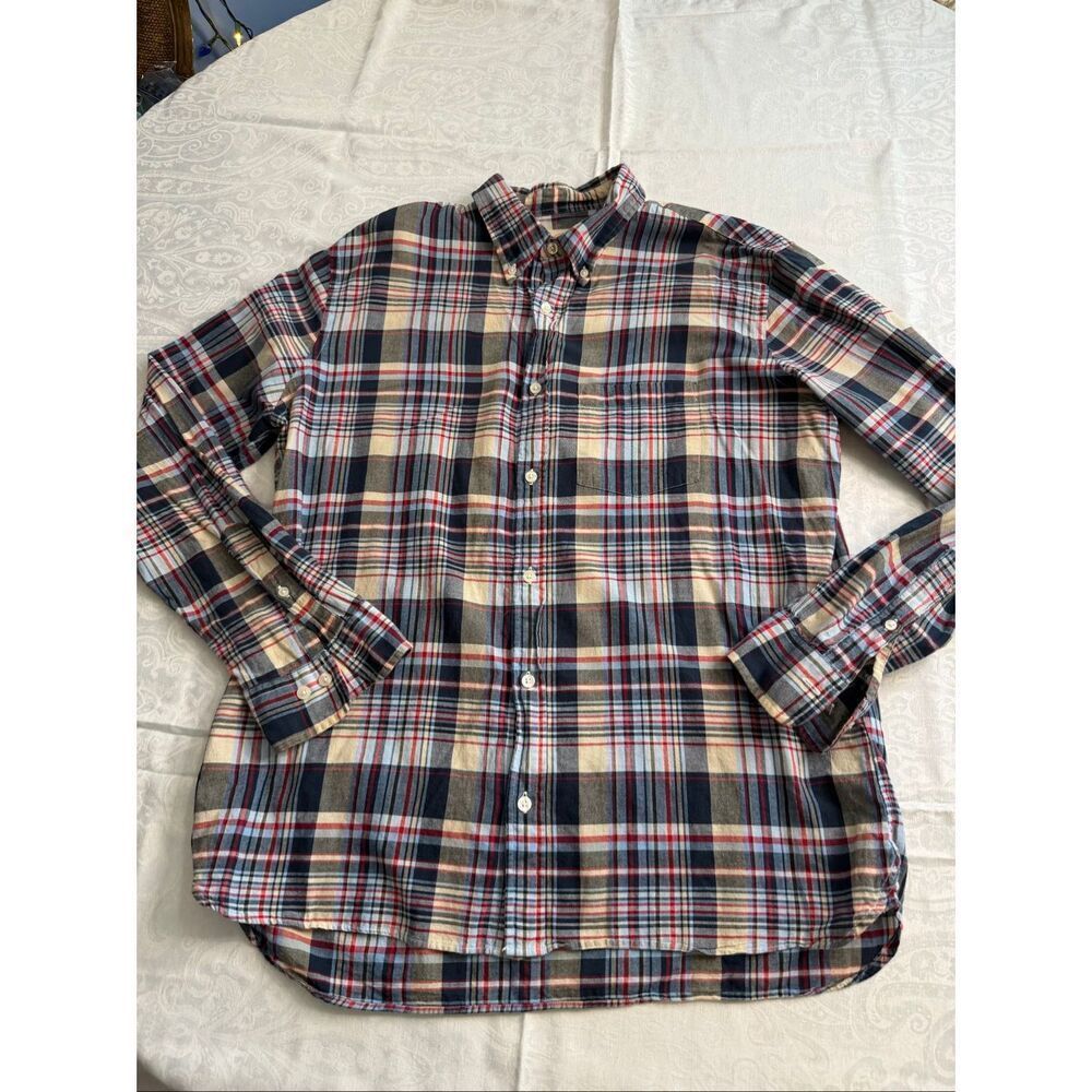 Brooks Brothers Red Fleece Red White Blue Plaid Button Down Shirt Size XL